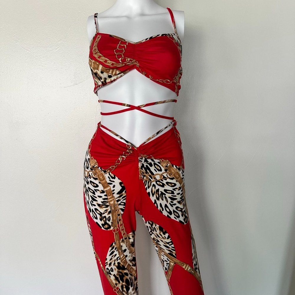 two piece animal print pants set - Picture 3 of 4
